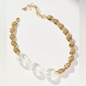 NWT Maeve Chunky Pop Tab Chain Necklace in Gold n Clear